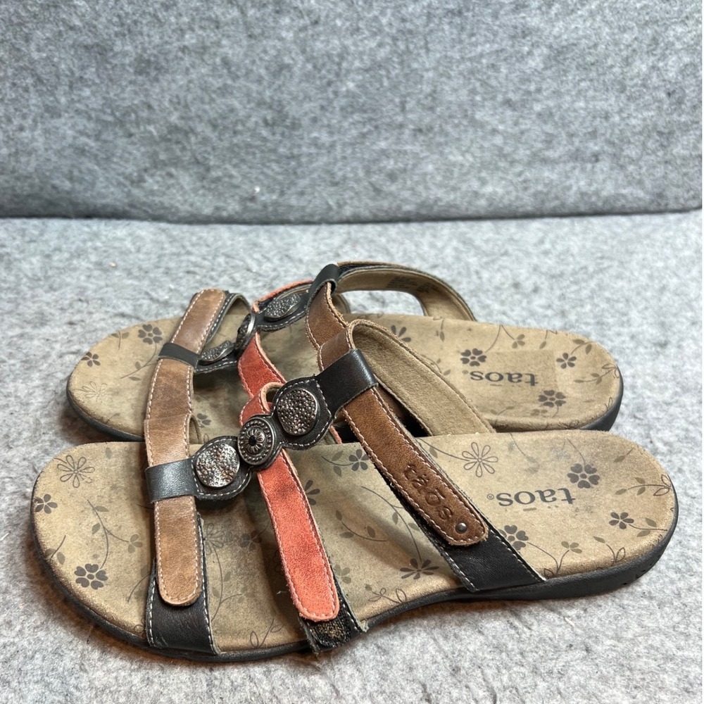 Taos Trulie Leather Sandals Womens Multi Color Adjustable Straps Comfort  Size 8